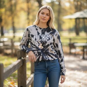 Disney Tie Dye Raw Hem Sweatshirt Pullover XS